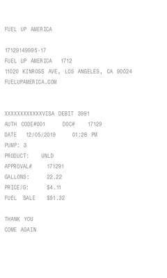 Fuel / Gas Receipt