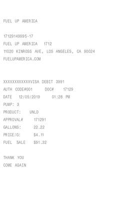 Fuel / Gas Receipt