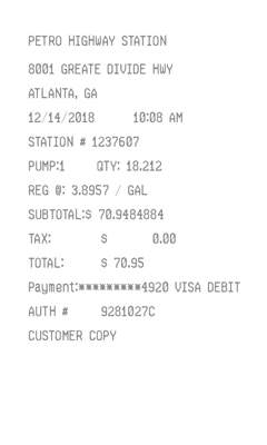 Fuel Gas Receipt