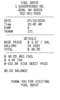 Gas Station Receipt