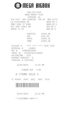 receipt receipts itemized expense