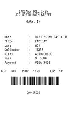 Toll Station Receipt